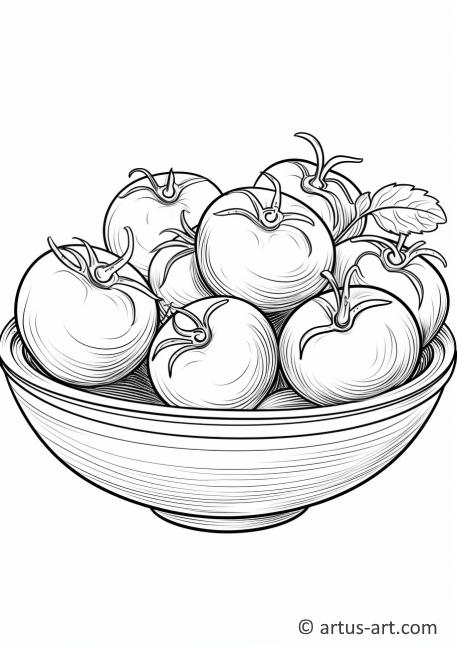 Tomato in a Bowl Coloring Page